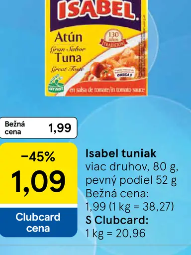 Isabel tuniak v olivovom oleji alebo v slnečnicovom oleji