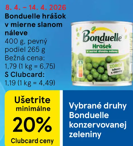 Bonduelle Hrášok v mierne slanom náleve