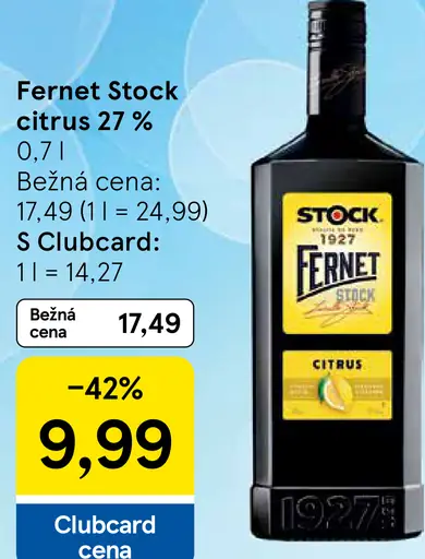 Fernet Stock Citrus 27% likér