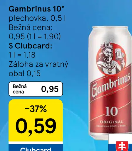 Gambrinus 10° plechovka
