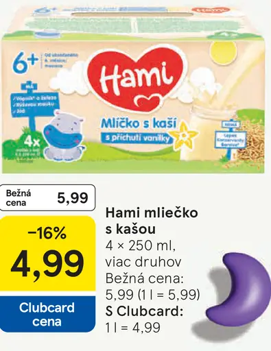 Hami mliečko s kašou vanilkové