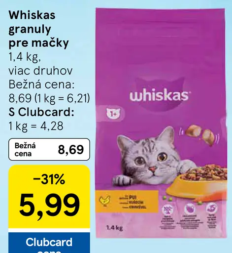 Whiskas granuly pre mačky