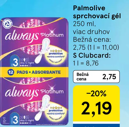 Always Platinum Day and Night menštruačné vložky