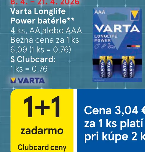 Varta Longlife batérie AA alebo AAA