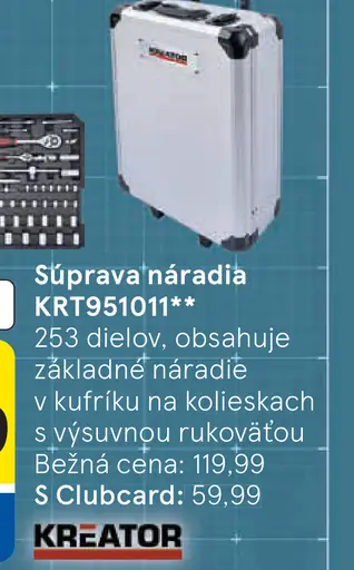 Kreator súprava náradia KRT951011 253 dielov vo kufríku