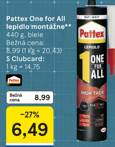 Pattex One for All lepidlo montážne biele