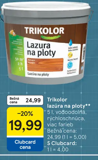Trikolor lazúra na ploty vodoodolná rýchloschnúca