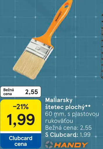 Handy maliarsky štetec plochý 60 mm s plastovou rukoväťou