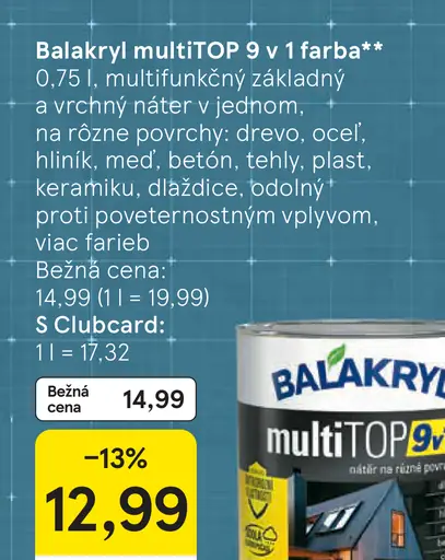 Balakryl multitop 9 v 1 farba multifunkčný základný a vrchný náter