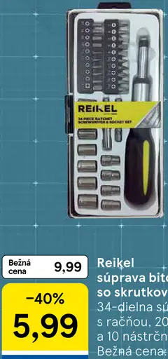 Reikel súprava bitov so skrutkovačom 34‑dielna
