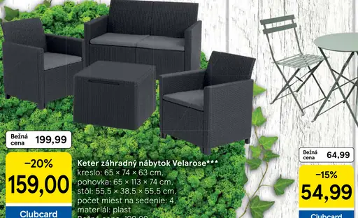Keter záhradný nábytok Velarose plastový set 4-miestny