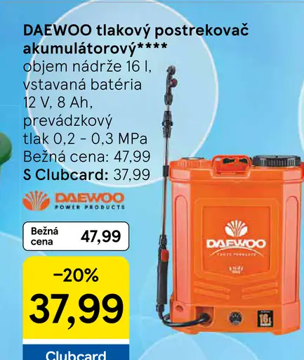 Daewoo Tlakový postrekovač akumulátorový