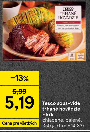 Tesco sous-vide trhané hovädzie – krk chladené