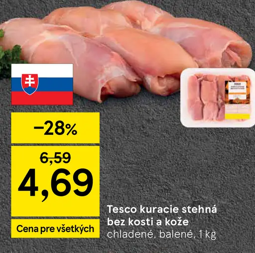 Tesco kuracie stehná bez kosti a kože