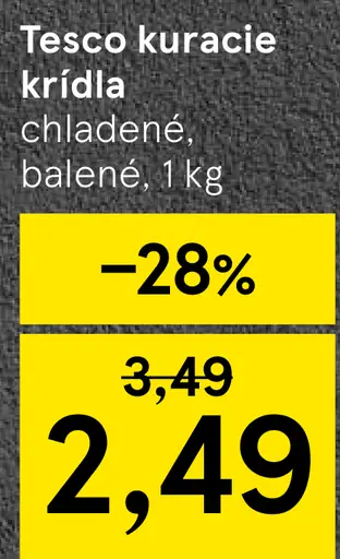 Tesco kuracie krídla chladené, balené