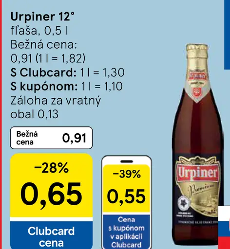 Urpiner 12° pivo fľaša