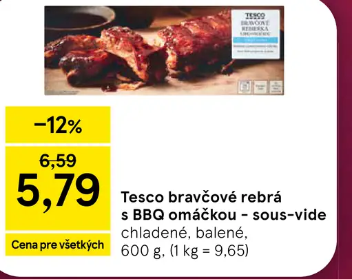 Tesco bravčové rebrá s BBQ omáčkou