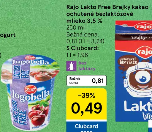 Rajo Lakto Free Brejky kakao ochutené bezlaktózové mlieko 3,5 %