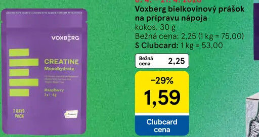 Voxberg Creapure 100 % kreatín monohydrát v prášku malina