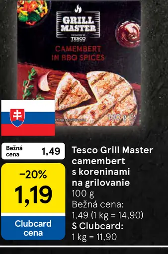 Tesco Grill Master camembert s koreninami