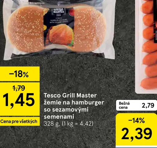 Tesco Grill Master žemle na hamburger so sezamovými semienami