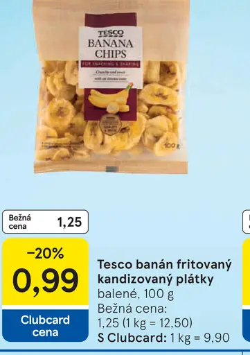 Tesco banán fritovaný kandizovaný plátky