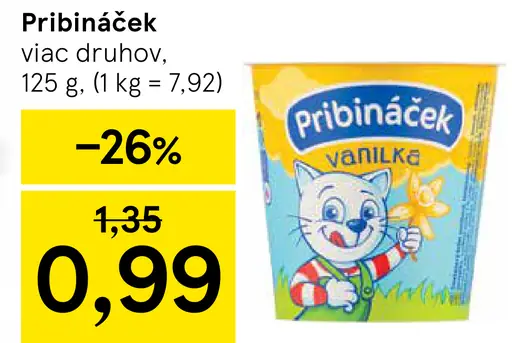 Pribináček tvarohový dezert rôzne druhy