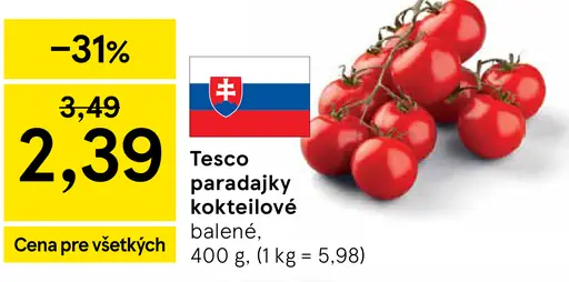 Tesco paradajky koktejlové balené