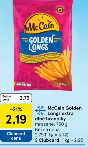 McCain Golden Longs extra dlhé hranolky mrazené