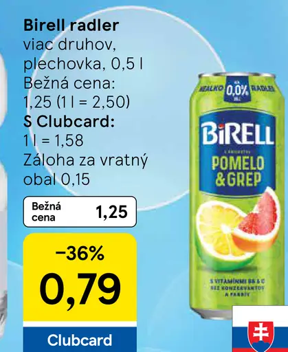 Birell nealkoholický nápoj plechovka