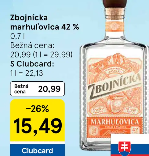 Zbojnícka marhuľovica 42 % ovocná pálenka