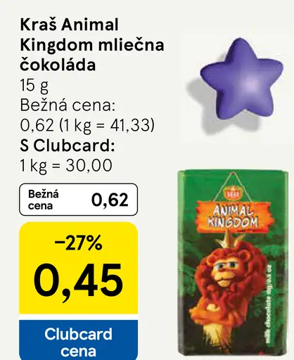 Kraš Animal Kingdom mliečna čokoláda