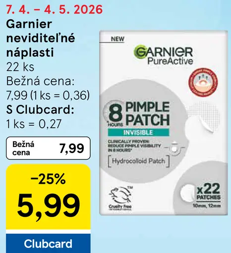 Garnier neviditeľné náplasti Pure Active 8 Pimple Patch