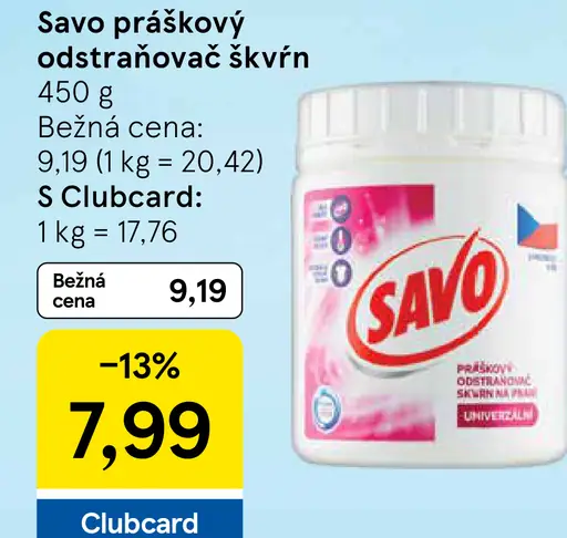 Savo práškový odstraňovač škvŕn