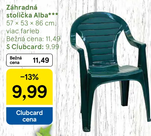 Záhradná stolička Alba plastová, viac farieb