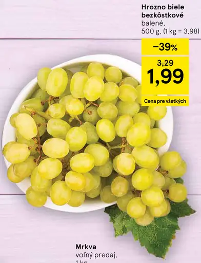 Hrozno biele bezkôstkové balené