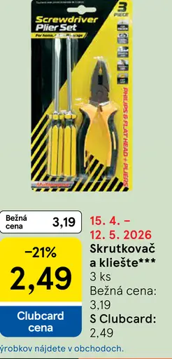 Skrutkovač a kliešte súprava