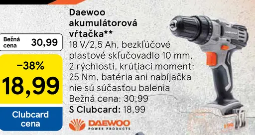 Daewoo akumulátorová vŕtačka