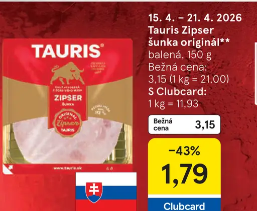 Tauris Zipser šunka originál