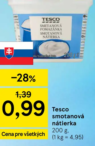 Tesco smotanová nátierka