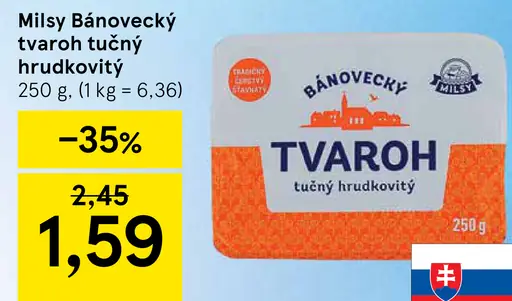 Milsy Bánovecký tvaroh tučný hrudkovitý