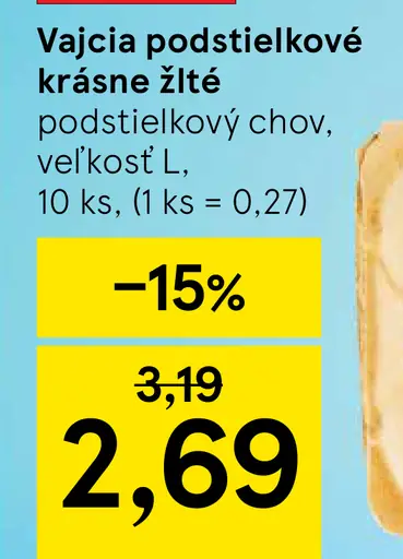 Vajcia podstielkové krásne žlté L