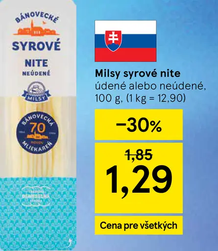 Milsy syrové nite údené alebo neúdené