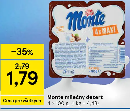 Monte mliečny dezert
