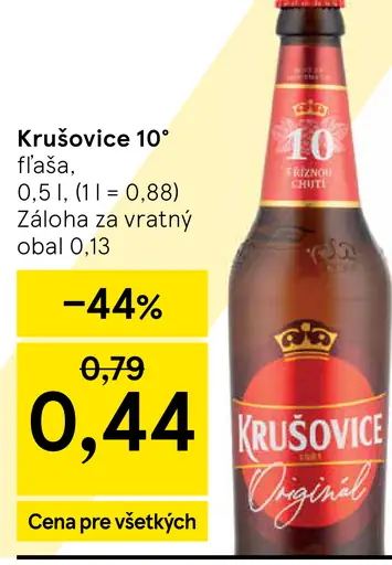Krušovice 10° pivo fľaša
