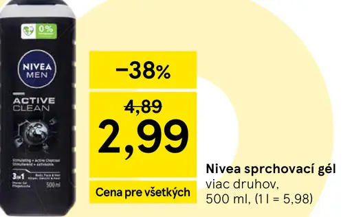Nivea sprchovací gél Active Clean pre mužov