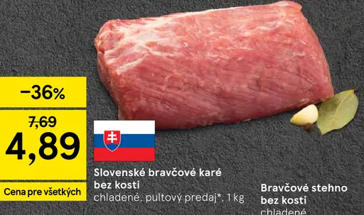 Slovenské bravčové karé bez kosti chladené