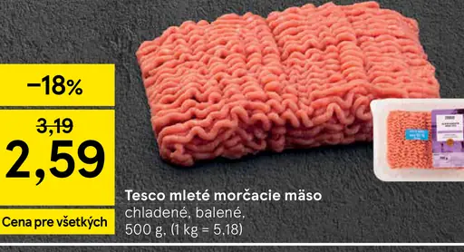 Tesco mleté morčacie mäso chladené, balené