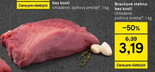 Bravčové stehno bez kosti chladené pultový predaj