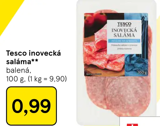 Tesco inovecká saláma balená